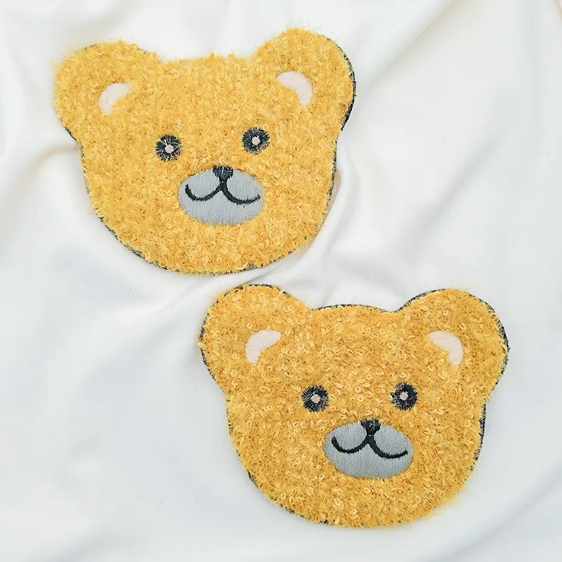 可爱卡通小熊款雪尼尔刺绣标 - 图片 3