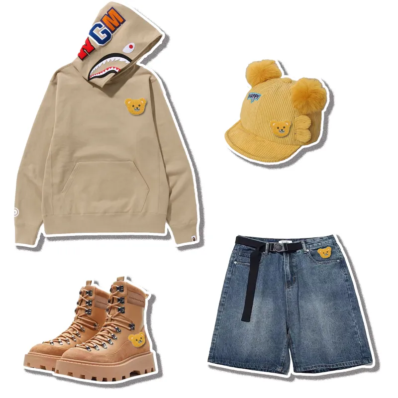 可爱卡通小熊款雪尼尔刺绣标 - 图片 4