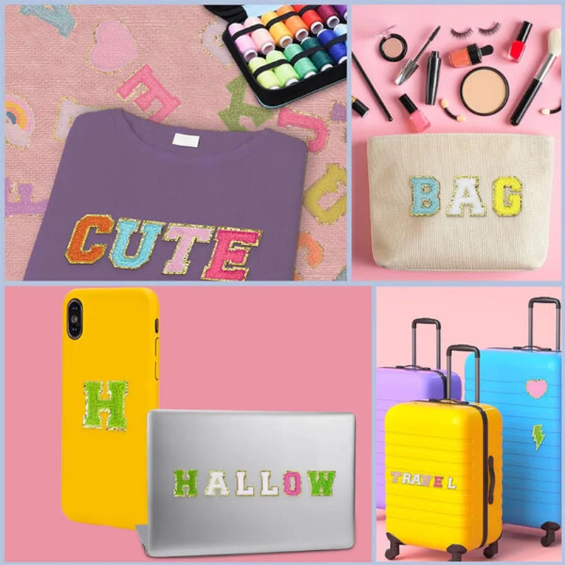 26件装雪尼尔闪粉金边字母标 - 图片 6