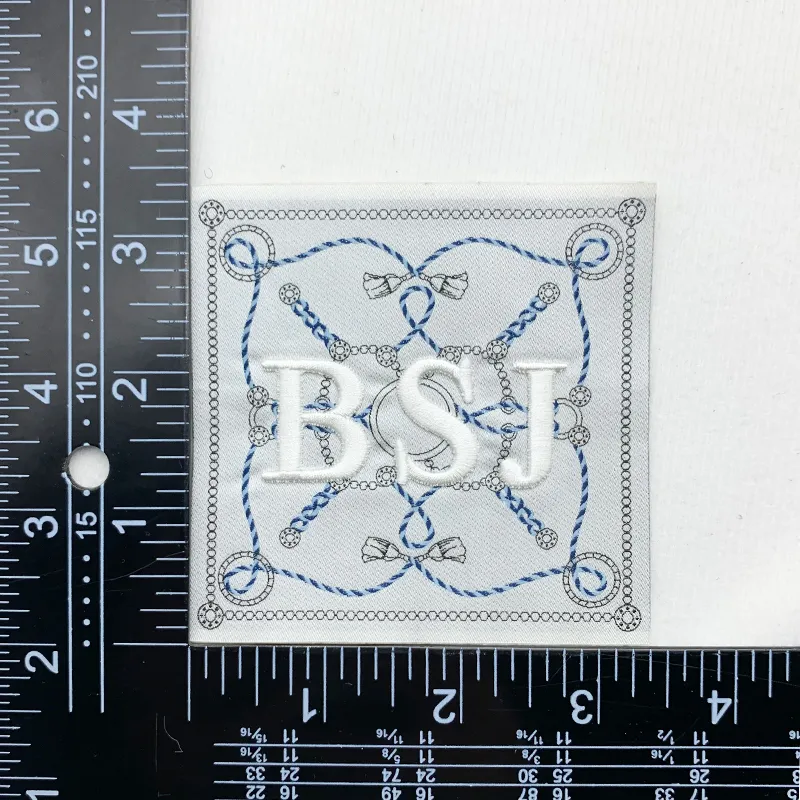 经典白色方形多工艺定制刺绣标 - 图片 2