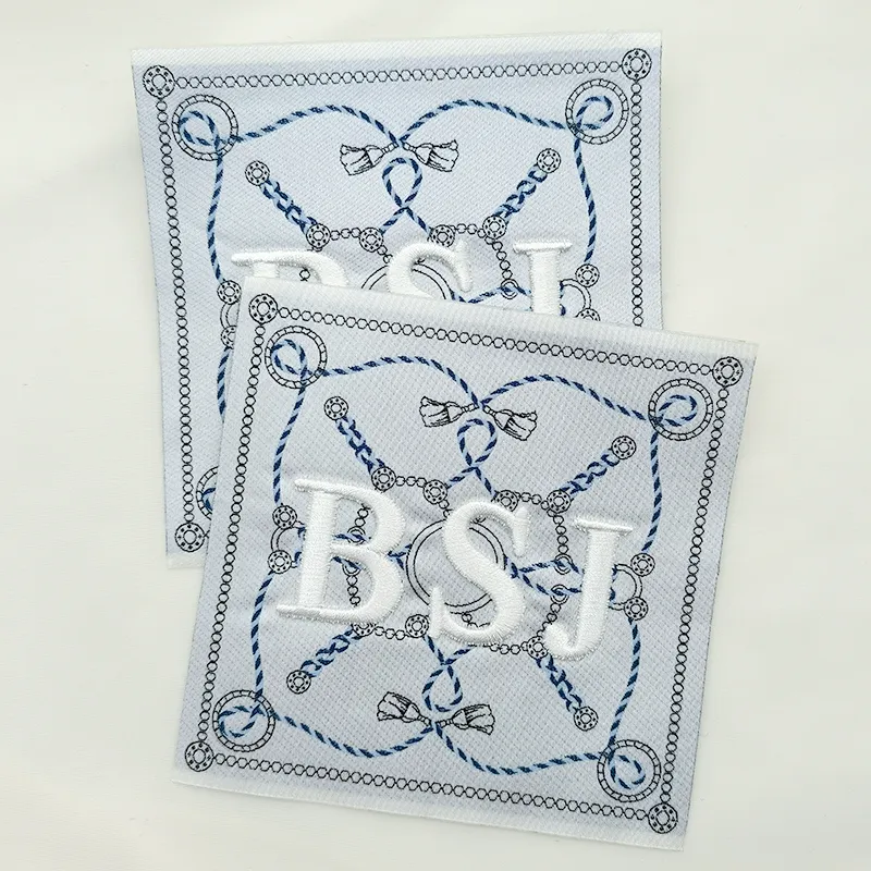 经典白色方形多工艺定制刺绣标 - 图片 4