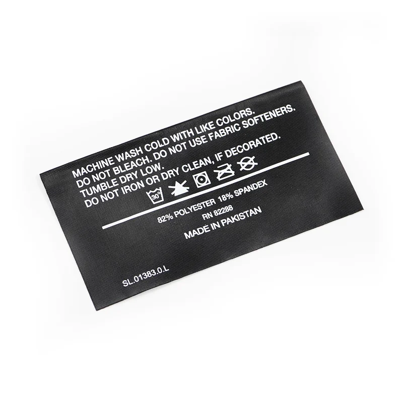 带尺寸和护理信息的丝印织唛颈标 - 图片 3