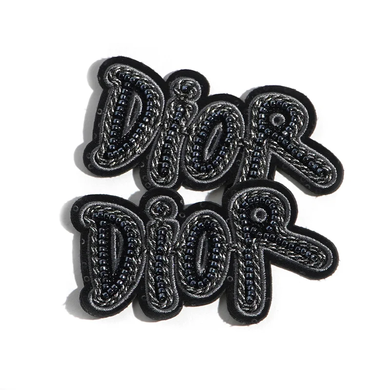 Dior 字母珠管绣黑色装饰贴 轻奢高定风服饰--适合高定礼服、西装外套、针织衫、牛仔外套 - 图片 5